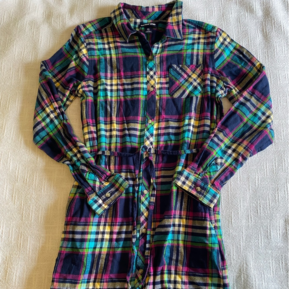 Lands’ End Girls Plaid Dress
